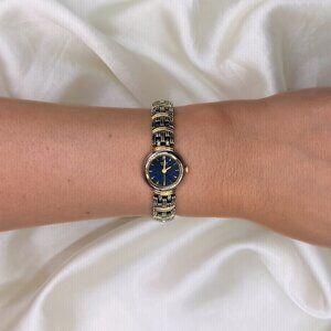 Vintage Citizen Two Tone Watch Working Navy Dial Quartz 90s Classic Bracelet